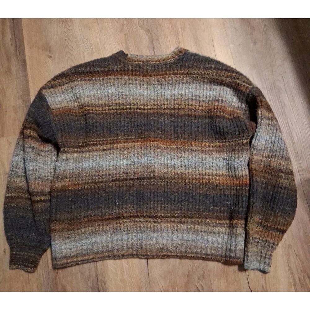Christian Siriano Womens Small Brown Striped Fuzzy Knit Cardigan Boho Earthy - Picture 2 of 7